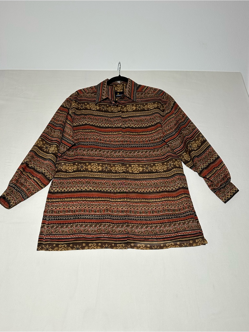 Vintage Lizsport Semi-shear long sleeve blouse Size S